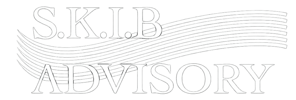 white s.k.i.b advisory logo design